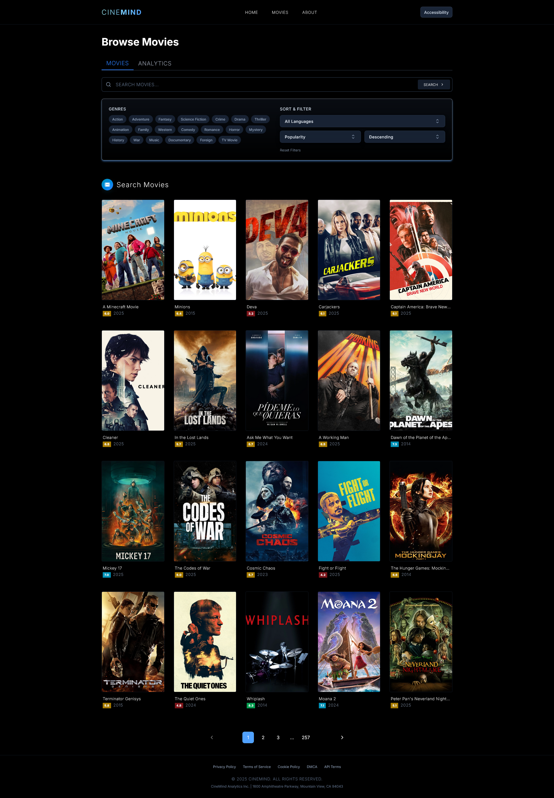 CineMind search results